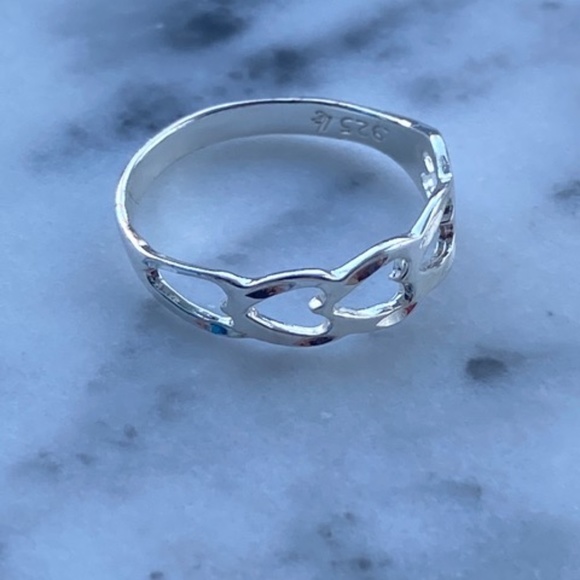 Sterling Silver Heart Band Ring - Picture 2 of 4